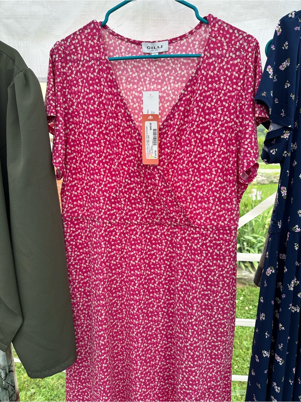 Gilli Pink Polka-Dot Wrap Dress